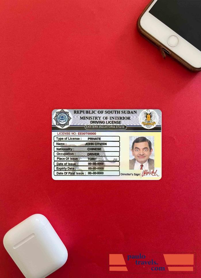 South Sudan driving license photolook FRONT PSD template